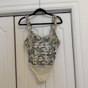 Floral Ruffled Corset-Style Bodysuit